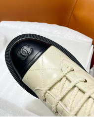 Chanel Quilted Lace Up Combat Boots