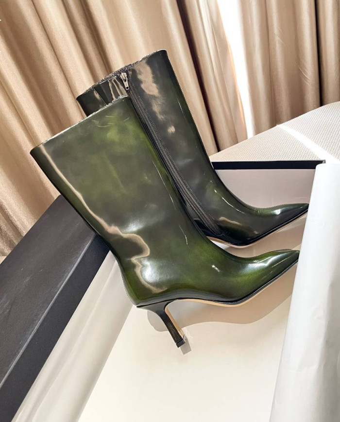 Balenciaga Patent Leather Square Toe Knee High Boots