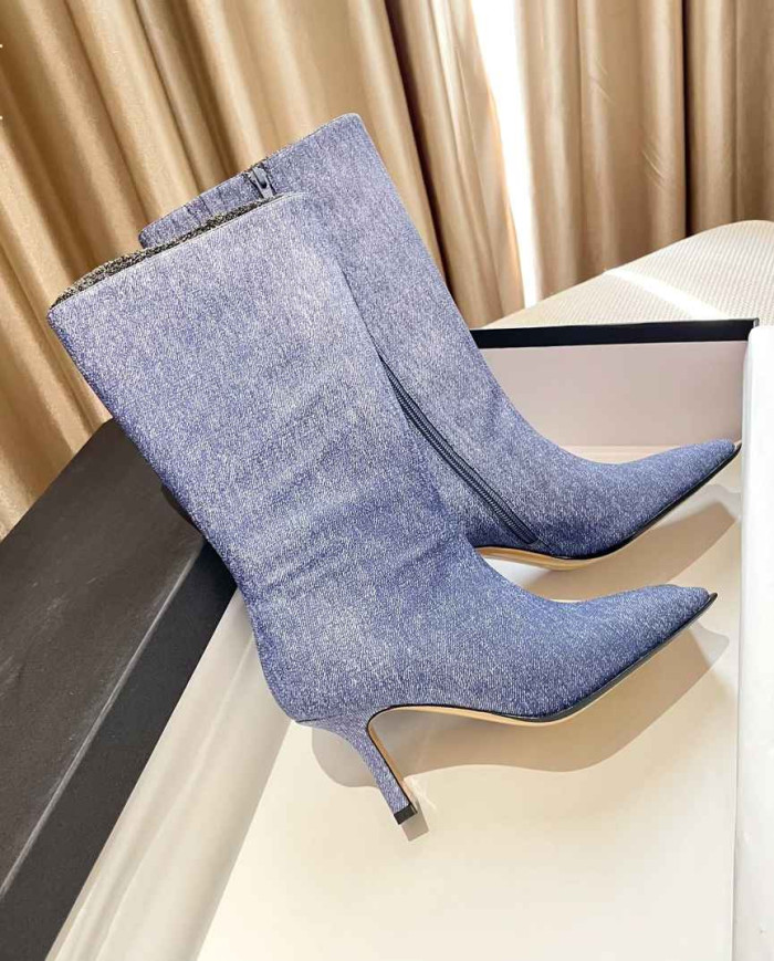 Balenciaga Patent Leather Square Toe Knee High Boots