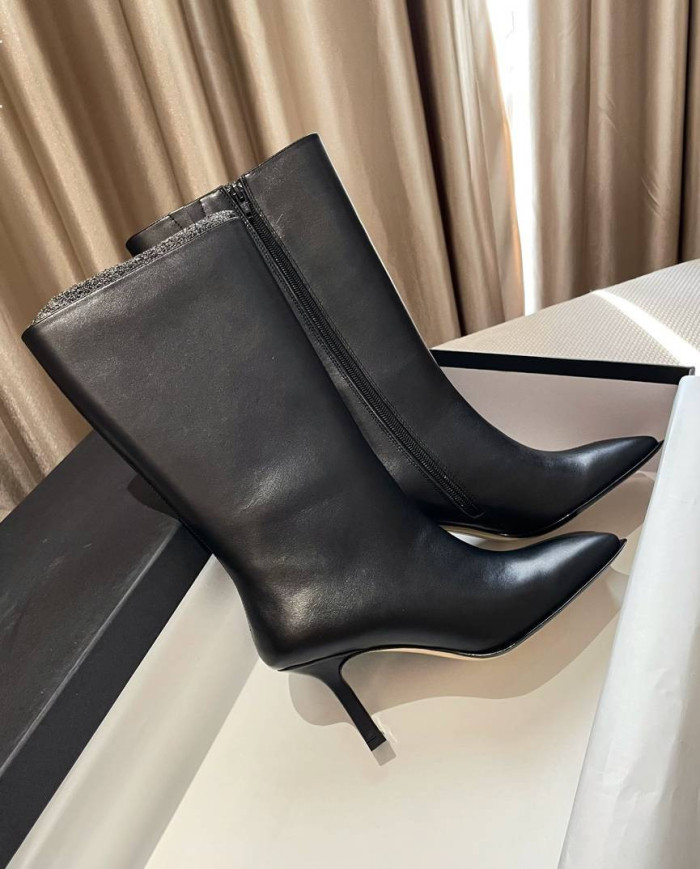 Balenciaga Patent Leather Square Toe Knee High Boots