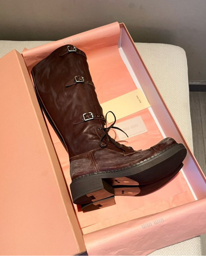 Miu Miu Women's Lace up Tall Boots