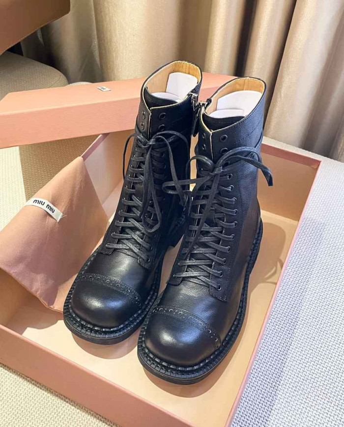 Miu Miu Women's Lace up Mid Calf Boots