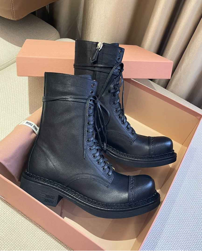 Miu Miu Women's Lace up Mid Calf Boots