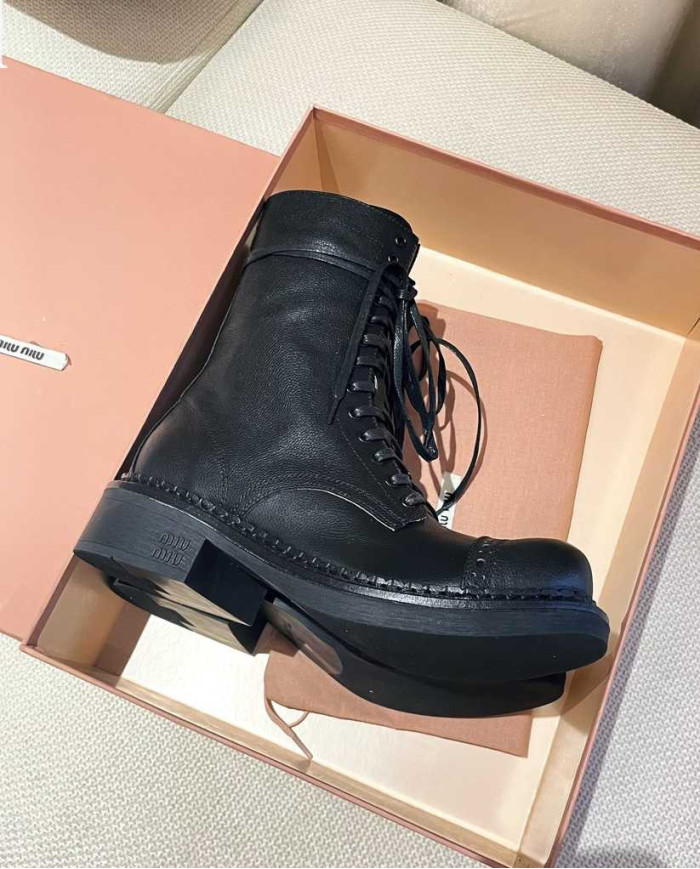 Miu Miu Women's Lace up Mid Calf Boots