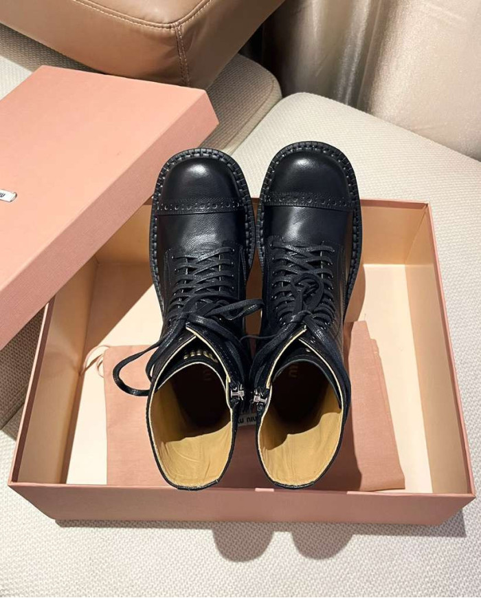 Miu Miu Women's Lace up Mid Calf Boots