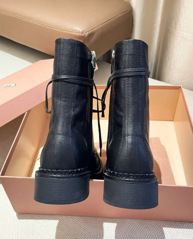 Miu Miu Women's Lace up Mid Calf Boots