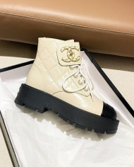 Chanel Women's Bicolor Combat Boots