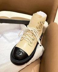 Chanel Women's Bicolor Combat Boots