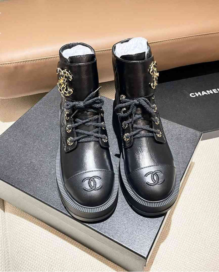 Chanel Women's Bicolor Combat Boots
