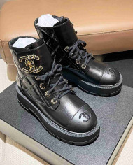Chanel Women's Bicolor Combat Boots