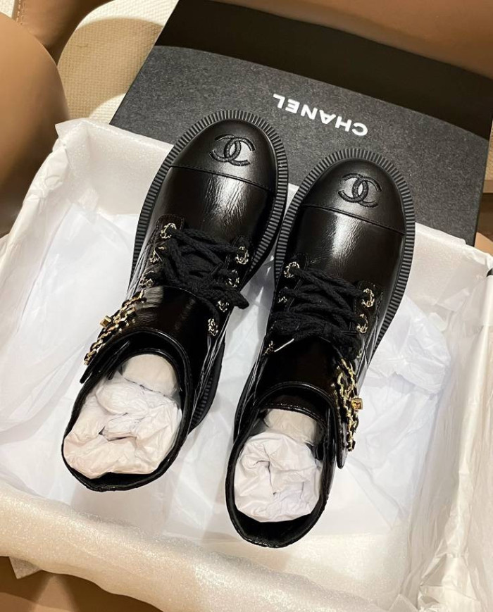 Chanel Women's Bicolor Combat Boots