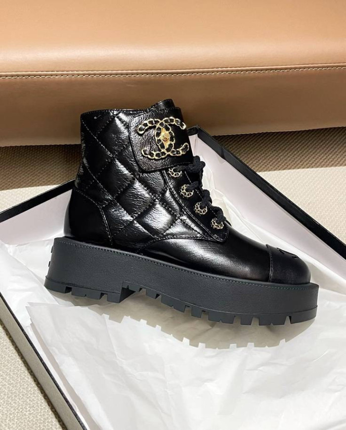 Chanel Women's Bicolor Combat Boots