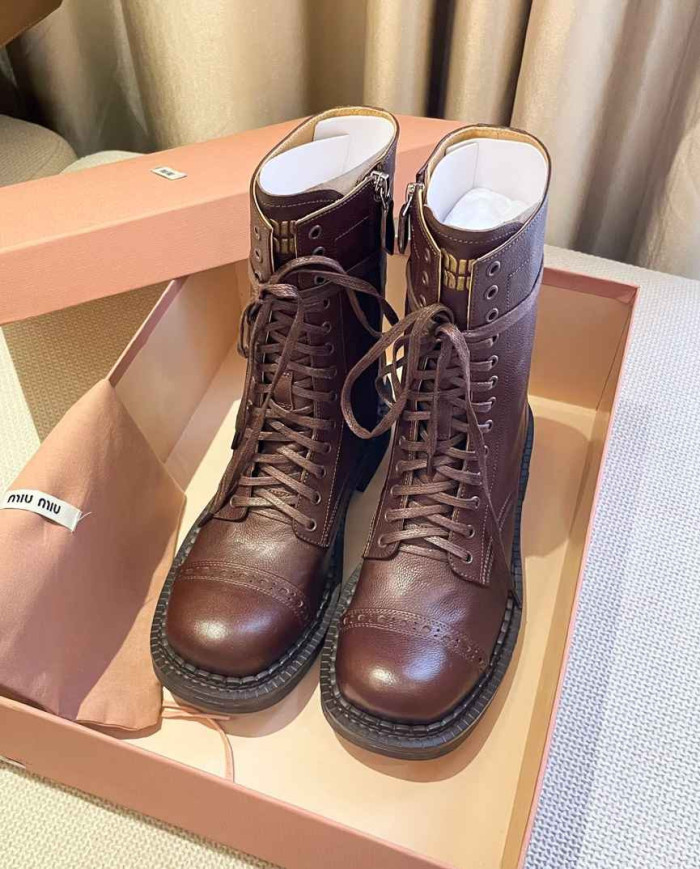 Miu Miu Women's Lace up Mid Calf Boots