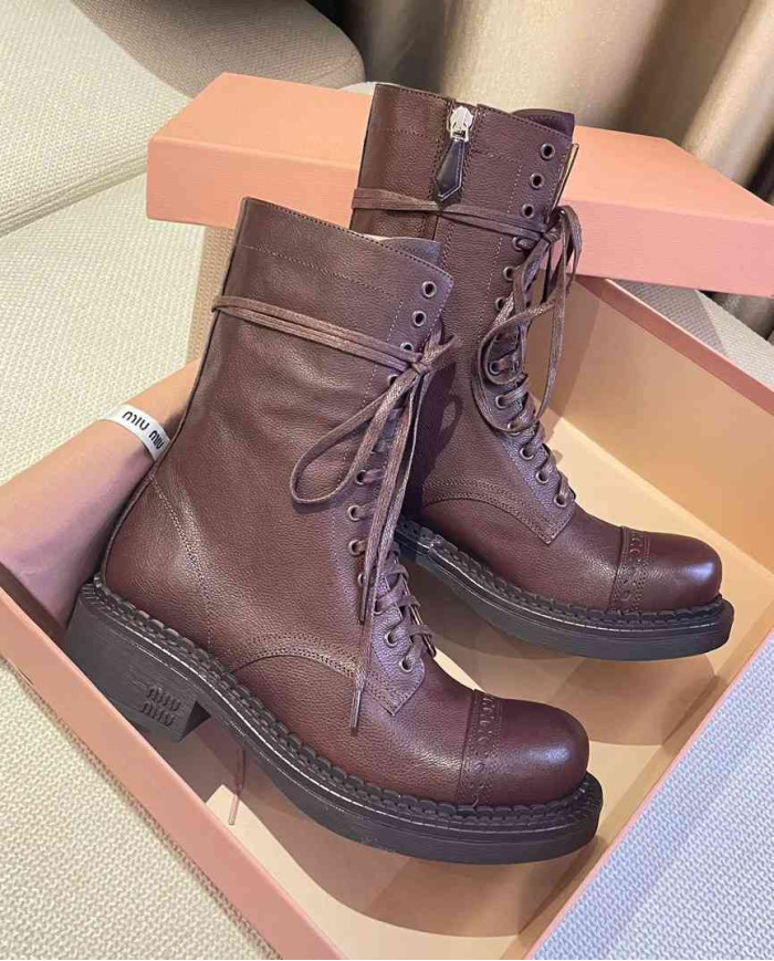 Miu Miu Women's Lace up Mid Calf Boots