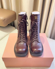 Miu Miu Women's Lace up Mid Calf Boots