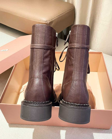 Miu Miu Women's Lace up Mid Calf Boots