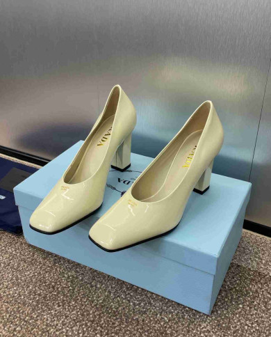 Prada Women's Square Toe Patent Leather Pumps
