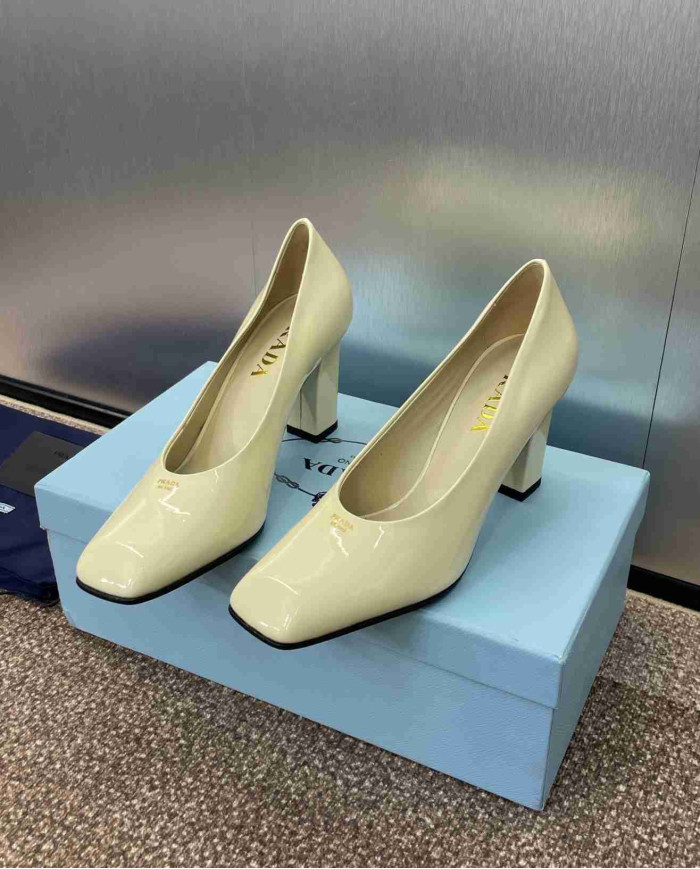 Prada Women's Square Toe Patent Leather Pumps