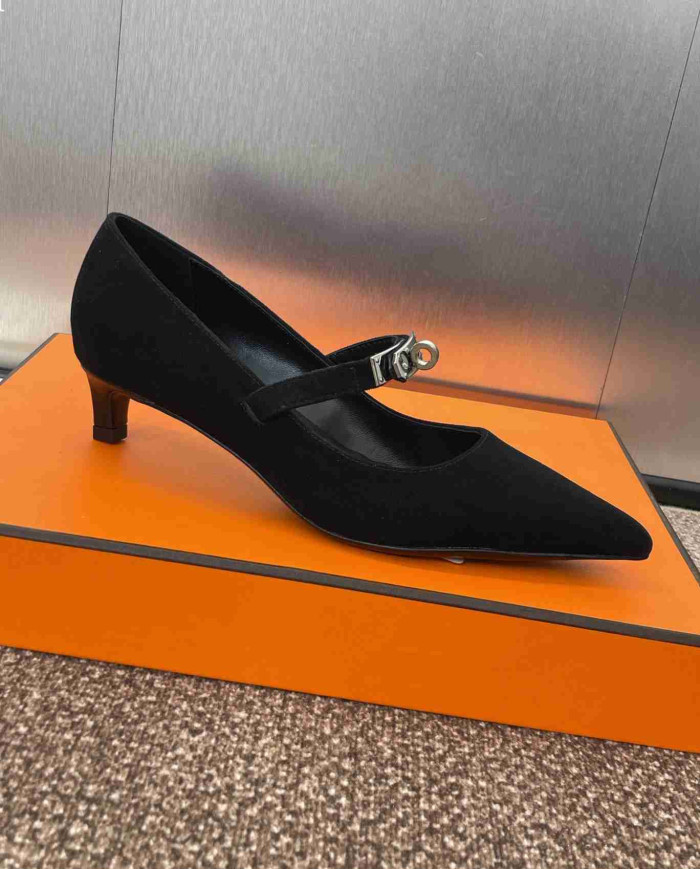 Hermes Women's Kelly Buckle Pointed Toe Heels