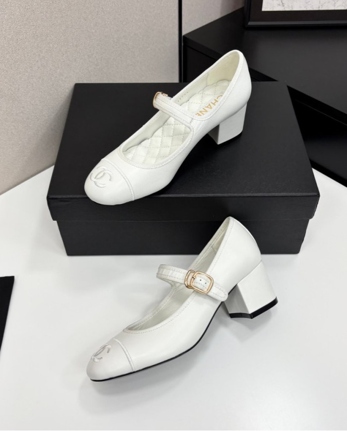 Chanel Women's Mary Jane Block Heel Pumps
