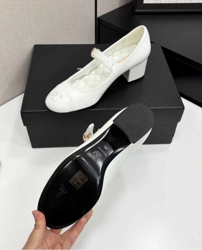 Chanel Women's Mary Jane Block Heel Pumps