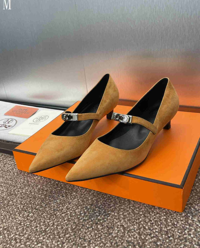 Hermes Women's Kelly Buckle Pointed Toe Heels