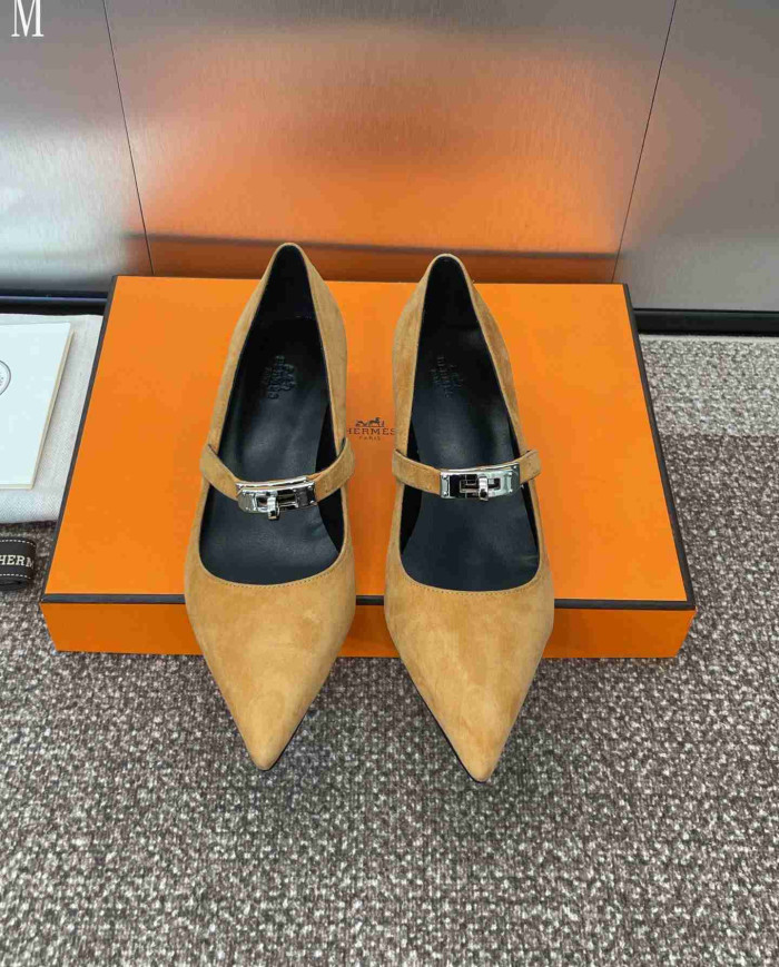 Hermes Women's Kelly Buckle Pointed Toe Heels