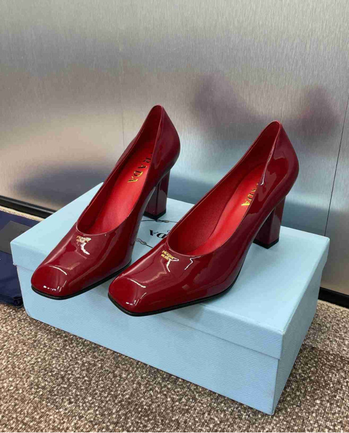Prada Women's Square Toe Patent Leather Pumps