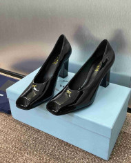 Prada Women's Square Toe Patent Leather Pumps