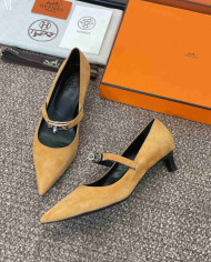 Hermes Women's Kelly Buckle Pointed Toe Heels