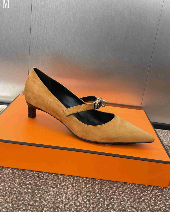 Hermes Women's Kelly Buckle Pointed Toe Heels