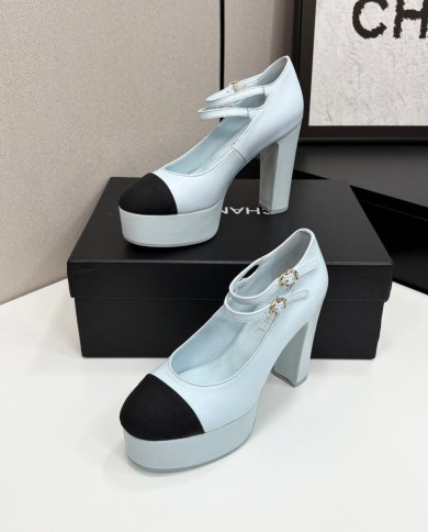 Chanel Women's Two Tone Platform Mary Jane Heels