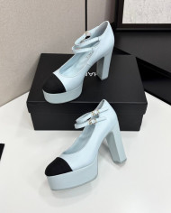 Chanel Women's Two Tone Platform Mary Jane Heels