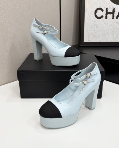 Chanel Women's Two Tone Platform Mary Jane Heels