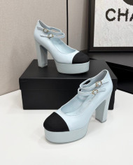 Chanel Women's Two Tone Platform Mary Jane Heels
