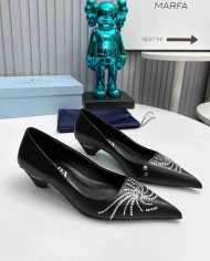 Prada Women's Rhinestone Pointed Toe Kitten Heels