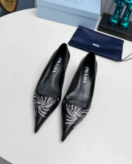 Prada Women's Rhinestone Pointed Toe Kitten Heels