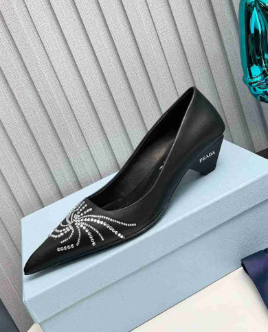 Prada Women's Rhinestone Pointed Toe Kitten Heels