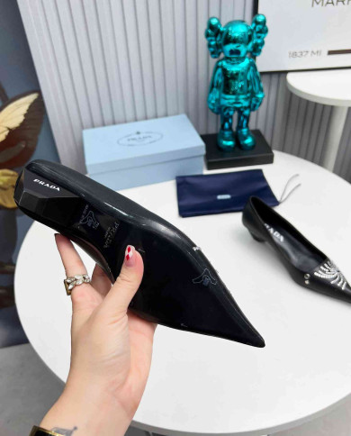 Prada Women's Rhinestone Pointed Toe Kitten Heels