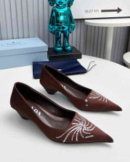 Prada Women's Rhinestone Pointed Toe Kitten Heels