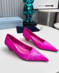 Prada Women's Rhinestone Pointed Toe Kitten Heels