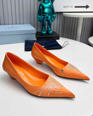 Prada Women's Rhinestone Pointed Toe Kitten Heels