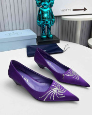 Prada Women's Rhinestone Pointed Toe Kitten Heels
