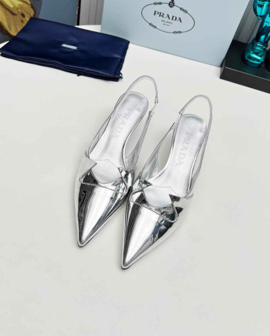 Prada Women's Pointed Toe Slingback Kitten Heels