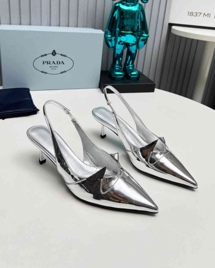 Prada Women's Pointed Toe Slingback Kitten Heels