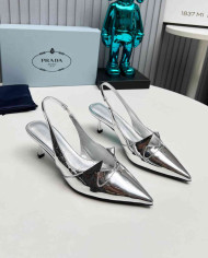 Prada Women's Pointed Toe Slingback Kitten Heels