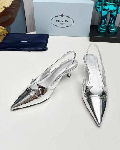 Prada Women's Pointed Toe Slingback Kitten Heels