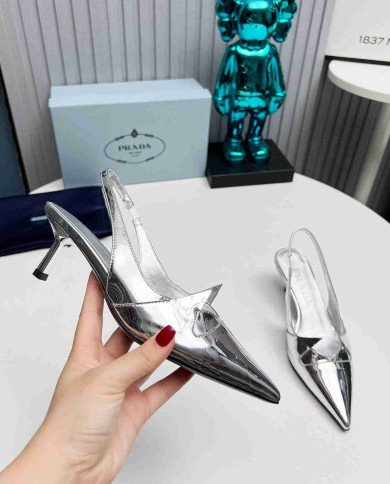 Prada Women's Pointed Toe Slingback Kitten Heels