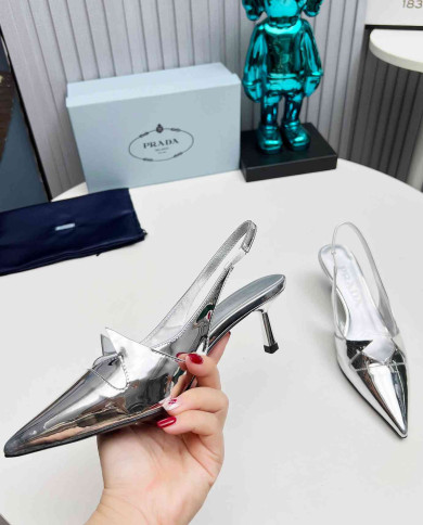Prada Women's Pointed Toe Slingback Kitten Heels
