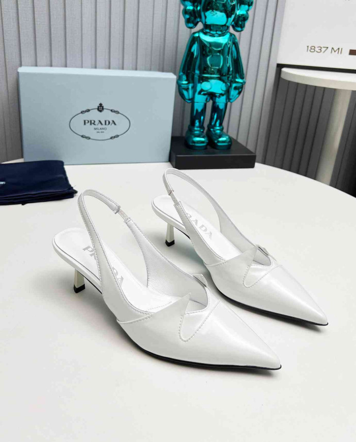Prada Women's Pointed Toe Slingback Kitten Heels